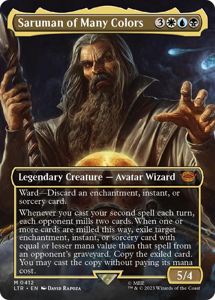 Saruman of Many Colors (Borderless Alternate Art) [The Lord of the Rings: Tales of Middle-Earth] | Spectrum Games