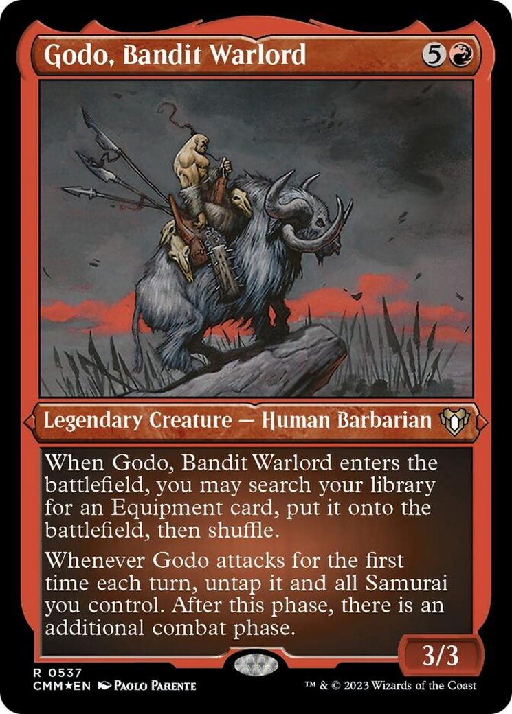 Godo, Bandit Warlord (Foil Etched) [Commander Masters] | Spectrum Games