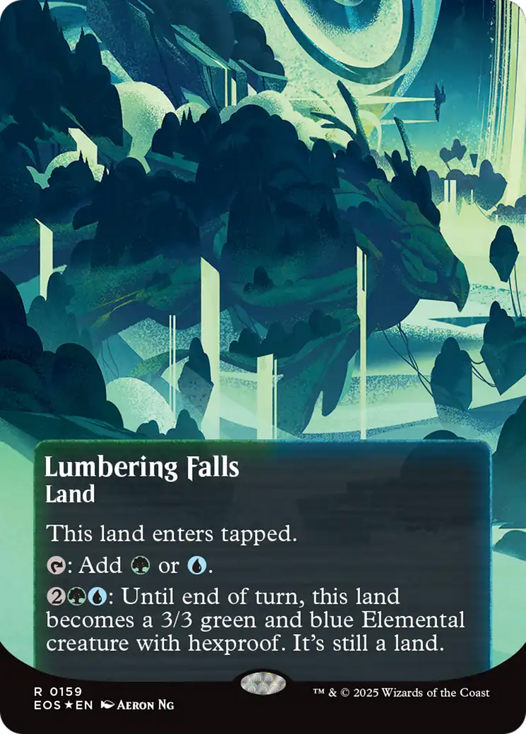 Lumbering Falls (0159) (Borderless) (Galaxy Foil) [Edge of Eternities: Stellar Sights] | Spectrum Games