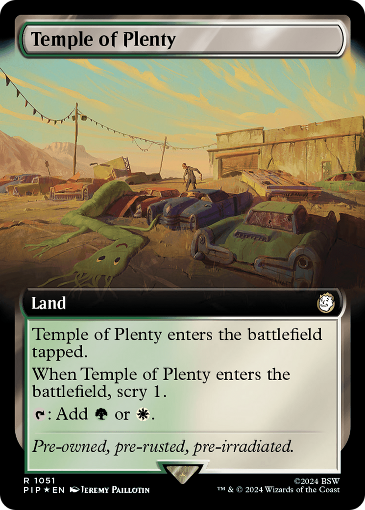 Temple of Plenty (Extended Art) (Surge Foil) [Fallout] | Spectrum Games