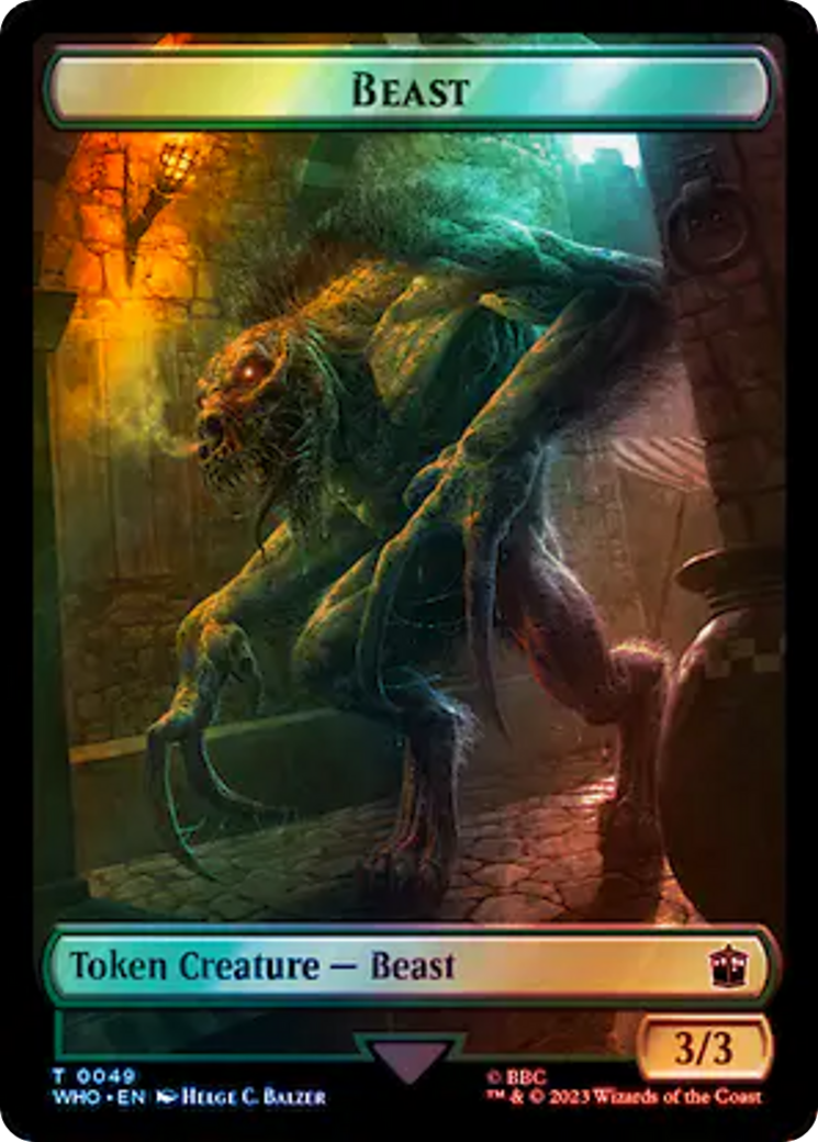 Alien Rhino // Beast Double-Sided Token (Surge Foil) [Doctor Who Tokens] | Spectrum Games