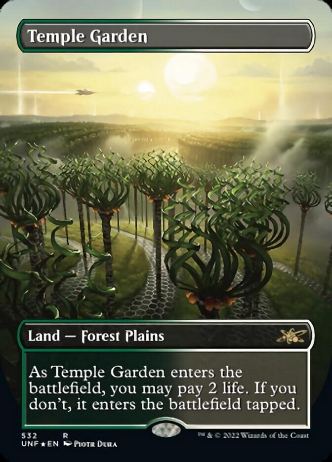 Temple Garden (Borderless) (Galaxy Foil) [Unfinity] | Spectrum Games