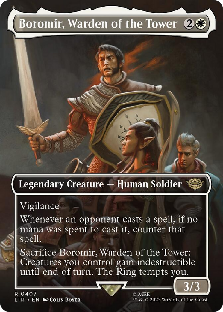 Boromir, Warden of the Tower (Borderless Alternate Art) [The Lord of the Rings: Tales of Middle-Earth] | Spectrum Games