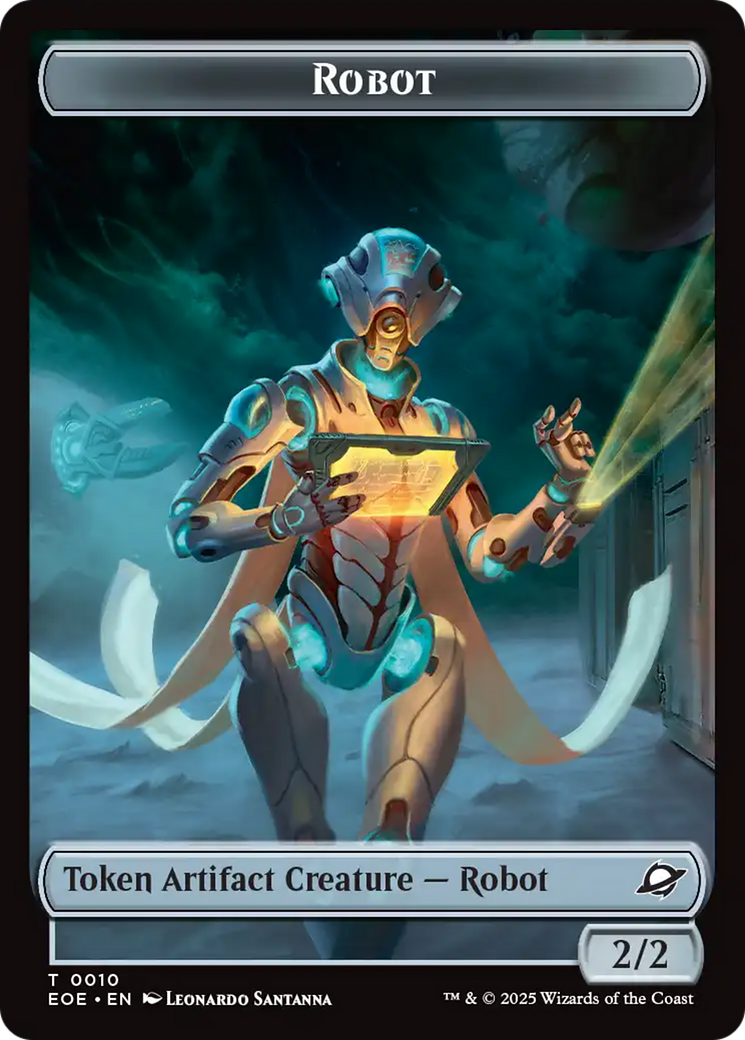 Robot // Emblem - Tezzeret, Cruel Captain Double-Sided Token [Edge of Eternities Tokens] | Spectrum Games