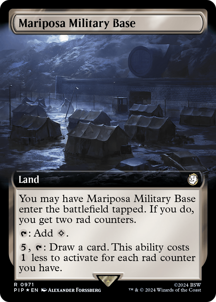 Mariposa Military Base (Extended Art) (Surge Foil) [Fallout] | Spectrum Games