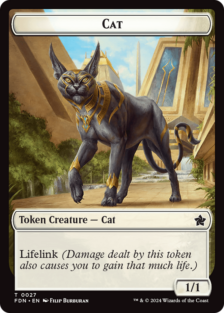 Cat (0027) // Phyrexian Goblin Double-Sided Token [Foundations Tokens] | Spectrum Games