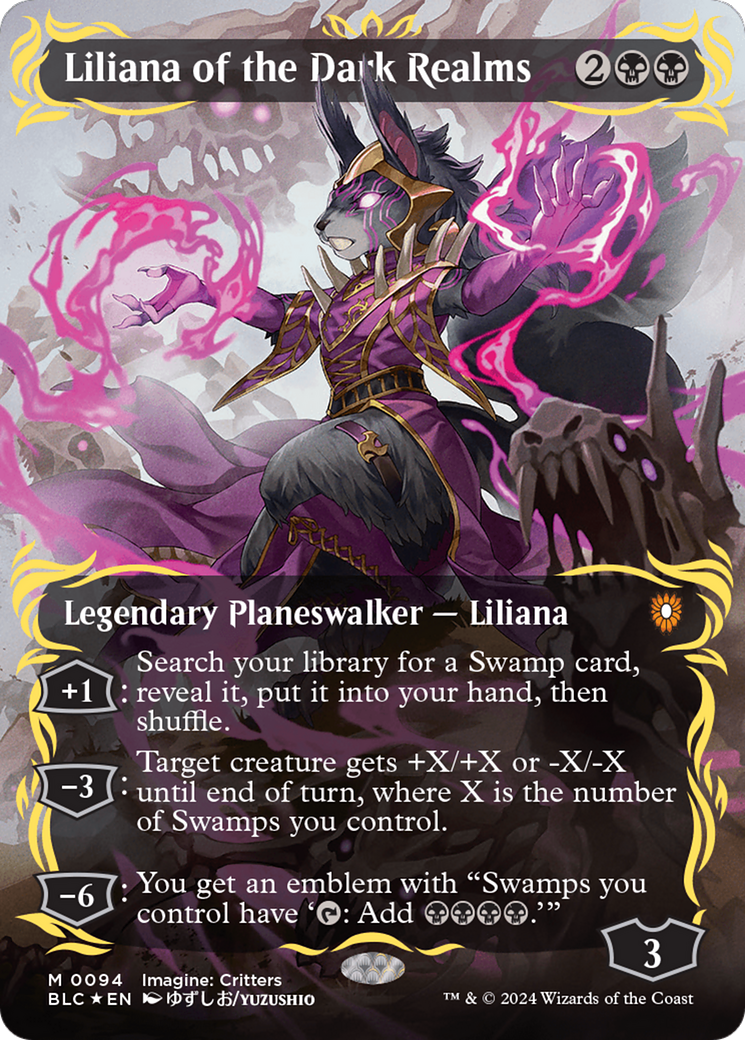 Liliana of the Dark Realms (Borderless) (Raised Foil) [Bloomburrow Commander] | Spectrum Games