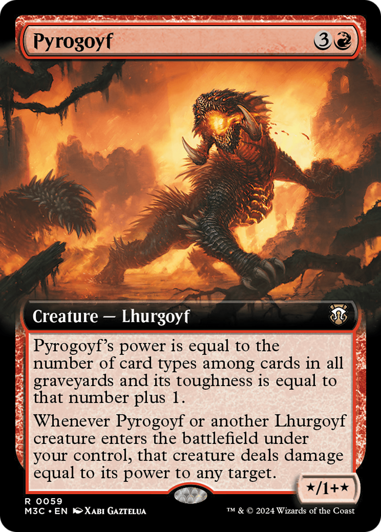 Pyrogoyf (Extended Art) (Ripple Foil) [Modern Horizons 3 Commander] | Spectrum Games