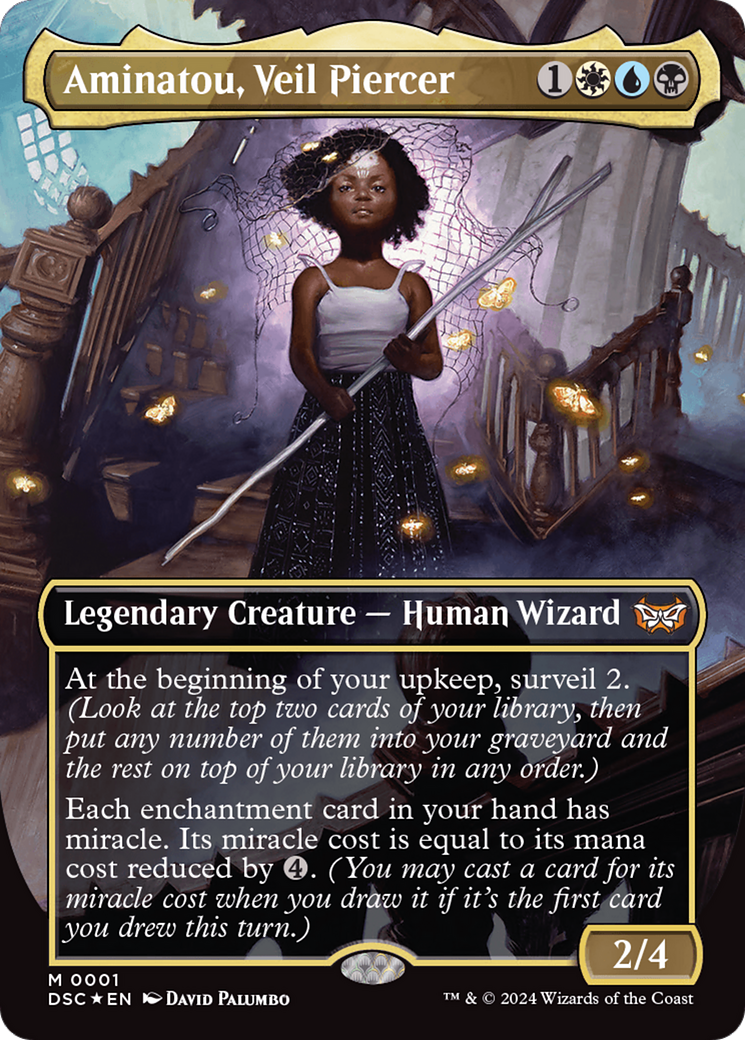 Aminatou, Veil Piercer (Borderless) [Duskmourn: House of Horror Commander] | Spectrum Games