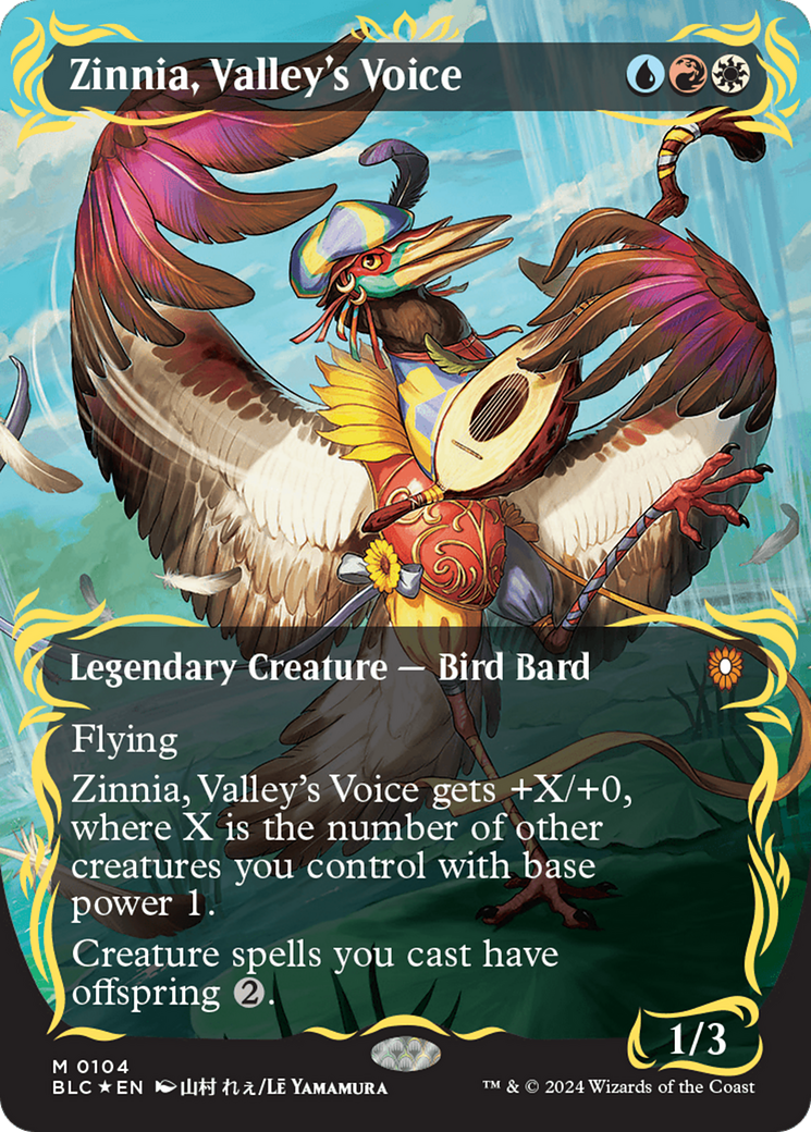 Zinnia, Valley's Voice (Borderless) (Raised Foil) [Bloomburrow Commander] | Spectrum Games