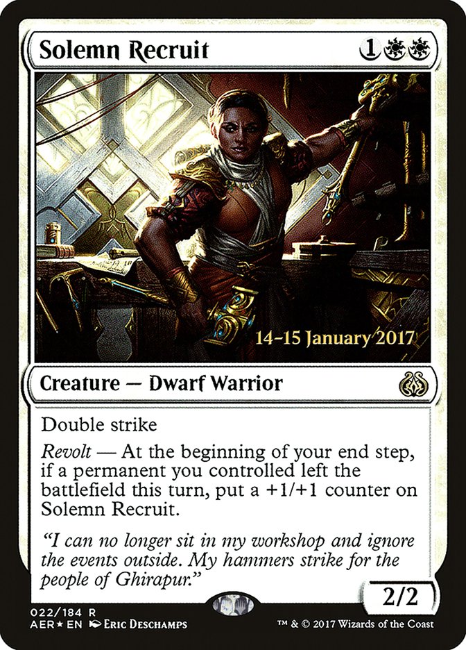 Solemn Recruit [Aether Revolt Prerelease Promos] | Spectrum Games