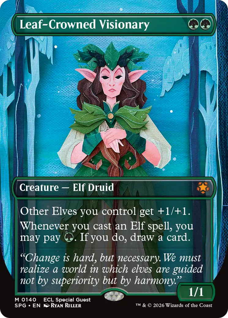 Leaf-Crowned Visionary (Borderless) [Lorwyn Eclipsed Special Guests] | Spectrum Games