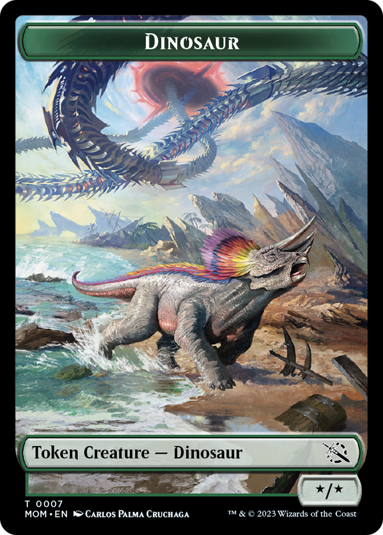 Warrior // Dinosaur Double-Sided Token [March of the Machine Tokens] | Spectrum Games