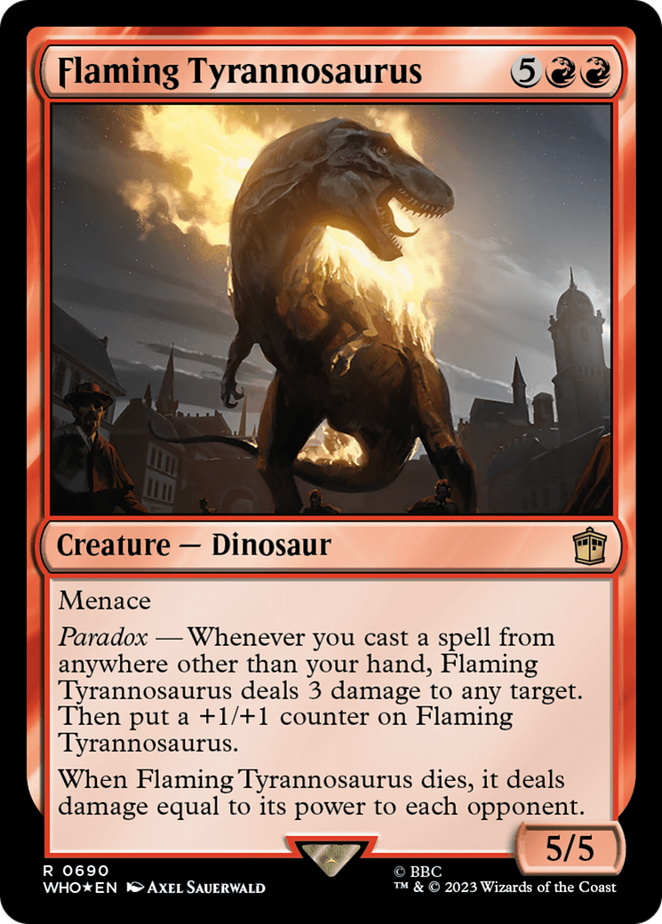 Flaming Tyrannosaurus (Surge Foil) [Doctor Who] | Spectrum Games