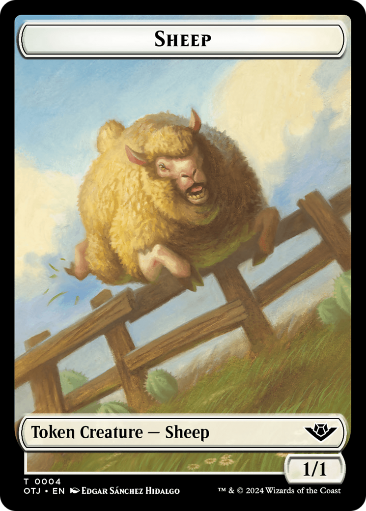 Mercenary // Sheep Double-Sided Token [Outlaws of Thunder Junction Tokens] | Spectrum Games