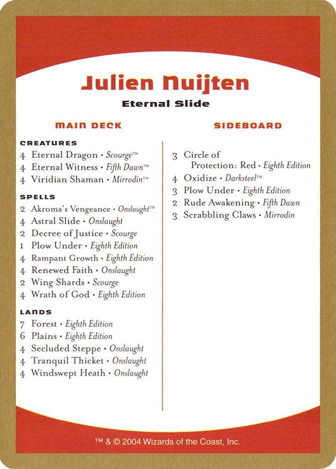 Julien Nuijten Decklist [World Championship Decks 2004] | Spectrum Games