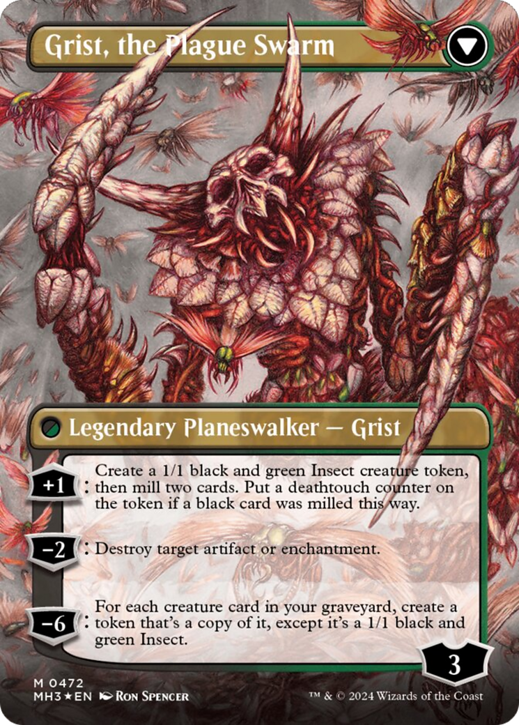 Grist, Voracious Larva // Grist, the Plague Swarm (Borderless) (Textured Foil) [Modern Horizons 3] | Spectrum Games