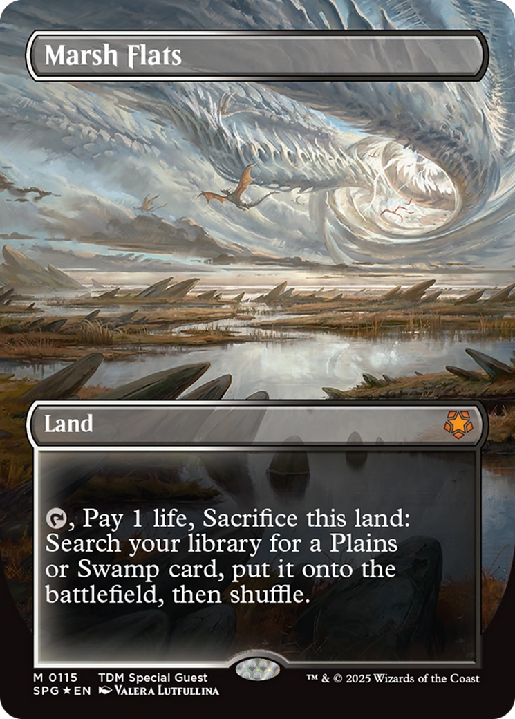 Marsh Flats (Borderless) (Dragonscale Foil) [Tarkir: Dragonstorm Special Guests] | Spectrum Games