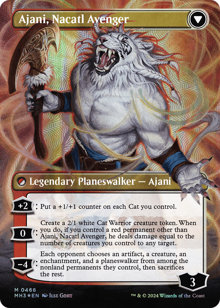 Ajani, Nacatl Pariah // Ajani, Nacatl Avenger (Borderless) (Textured Foil) [Modern Horizons 3] | Spectrum Games