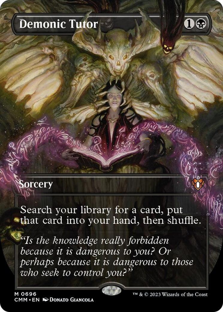 Demonic Tutor (Borderless Alternate Art) [Commander Masters] | Spectrum Games