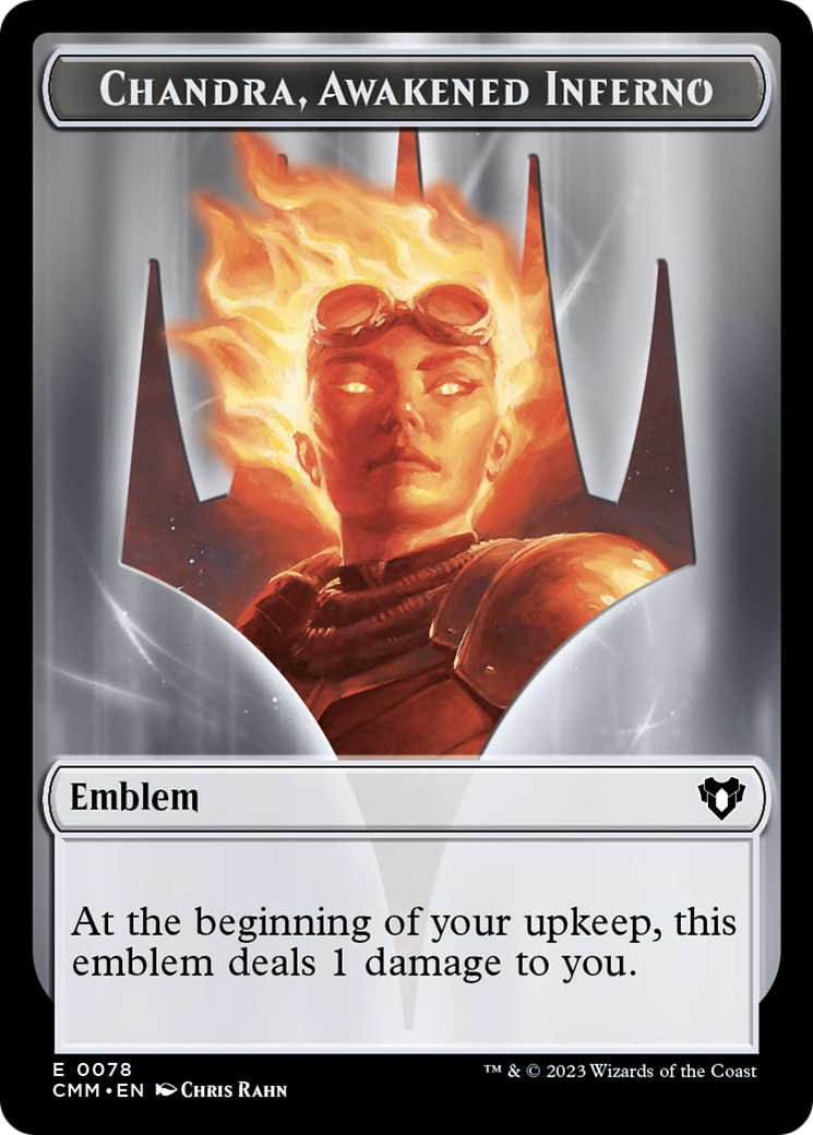 Chandra, Awakened Inferno Emblem // Wizard Double-Sided Token [Commander Masters Tokens] | Spectrum Games