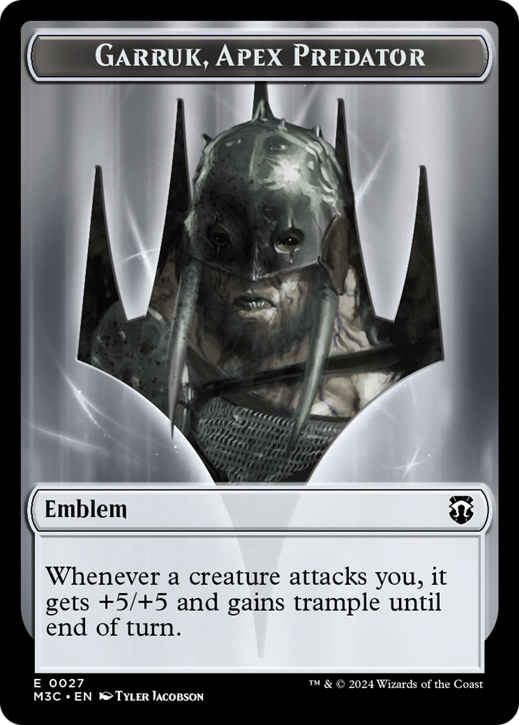 Garruk, Apex Predator Emblem // Saproling Double-Sided Token [Modern Horizons 3 Commander Tokens] | Spectrum Games