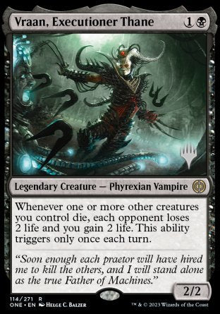 Vraan, Executioner Thane (Promo Pack) [Phyrexia: All Will Be One Promos] | Spectrum Games