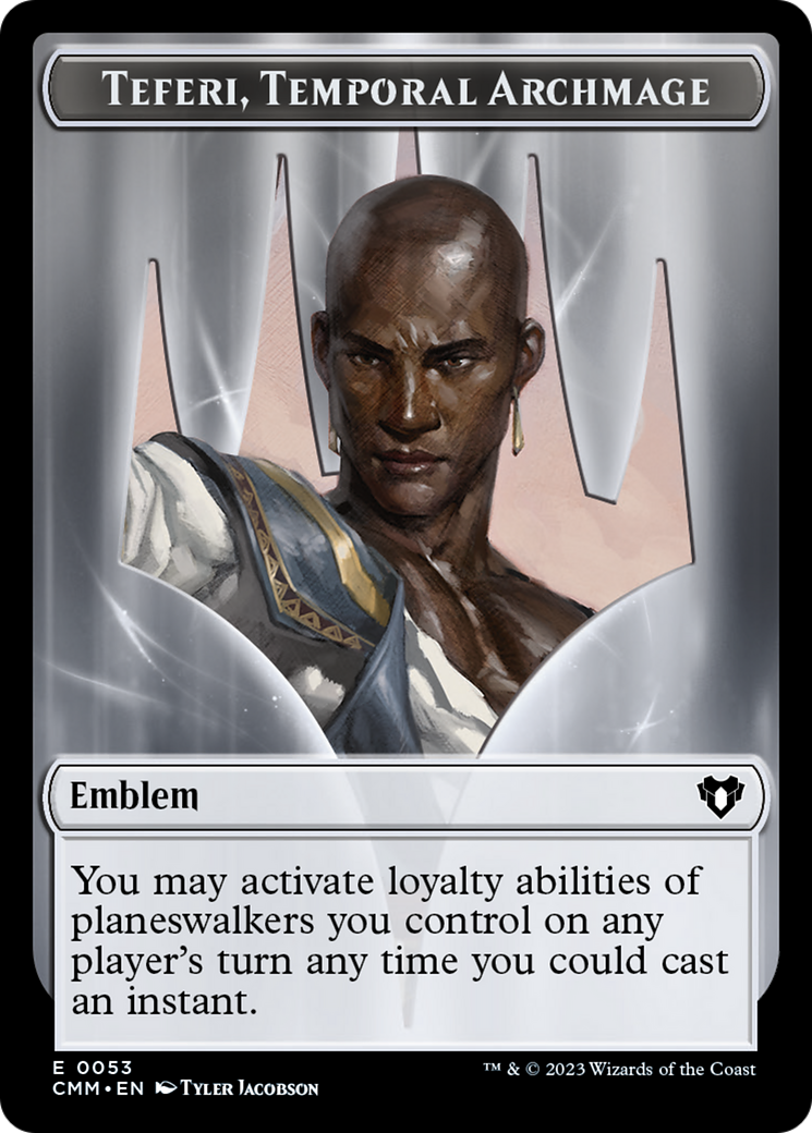 Clue // Emblem - Teferi, Temporal Archmage Double-Sided Token [Commander Masters Tokens] | Spectrum Games