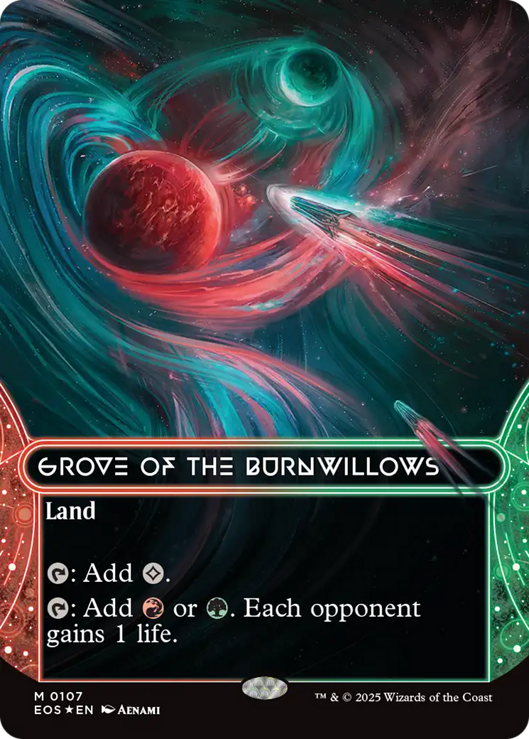 Grove of the Burnwillows (0107) (Borderless) (Galaxy Foil) [Edge of Eternities: Stellar Sights] | Spectrum Games