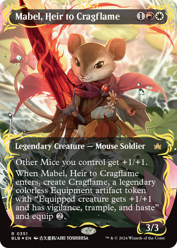 Mabel, Heir to Cragflame (Borderless) (Raised Foil) [Bloomburrow] | Spectrum Games