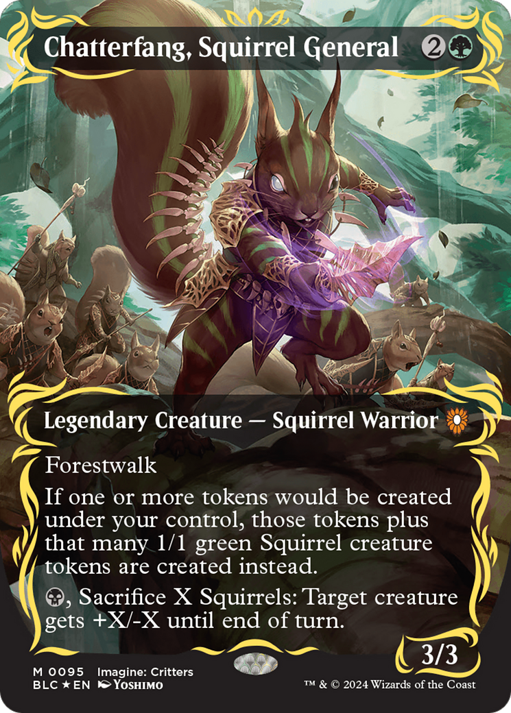 Chatterfang, Squirrel General (Borderless) (Raised Foil) [Bloomburrow Commander] | Spectrum Games