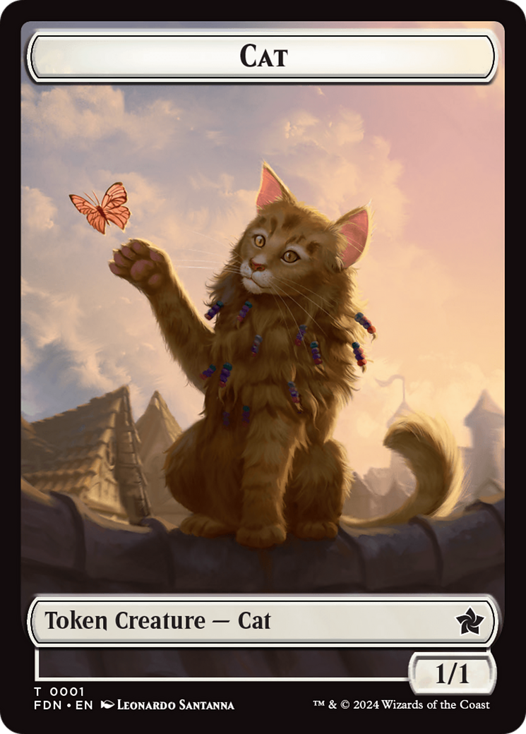 Elf Warrior // Cat (001) Doubled-Sided Token [Foundations Tokens] | Spectrum Games