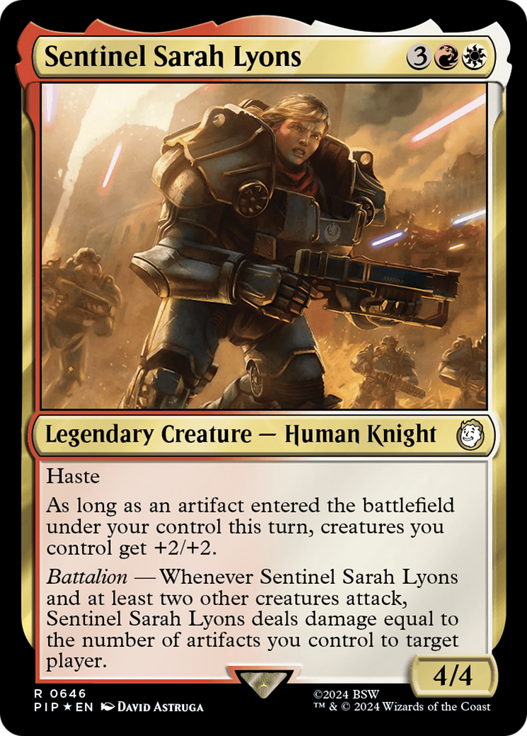 Sentinel Sarah Lyons (Surge Foil) [Fallout] | Spectrum Games