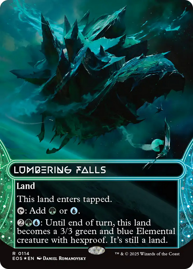Lumbering Falls (0114) (Borderless) (Galaxy Foil) [Edge of Eternities: Stellar Sights] | Spectrum Games