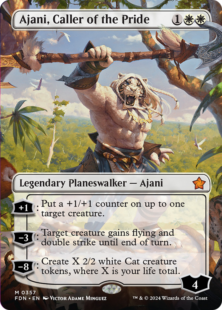 Ajani, Caller of the Pride (Borderless) [Foundations] | Spectrum Games