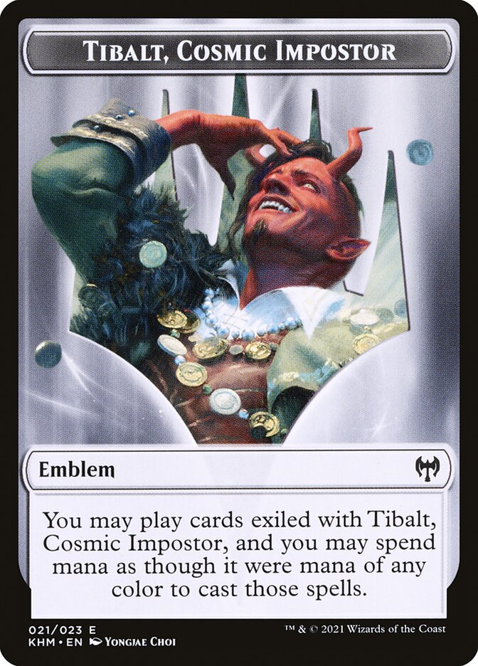 Treasure // Tibalt, Cosmic Impostor Emblem Double-Sided Token [Kaldheim Tokens] | Spectrum Games