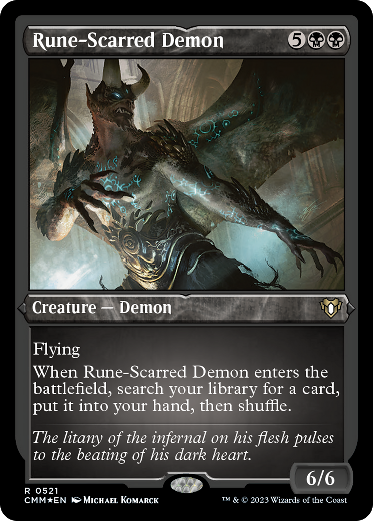 Rune-Scarred Demon (Foil Etched) [Commander Masters] | Spectrum Games