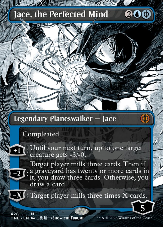 Jace, the Perfected Mind (Borderless Manga Step-and-Compleat Foil) [Phyrexia: All Will Be One] | Spectrum Games