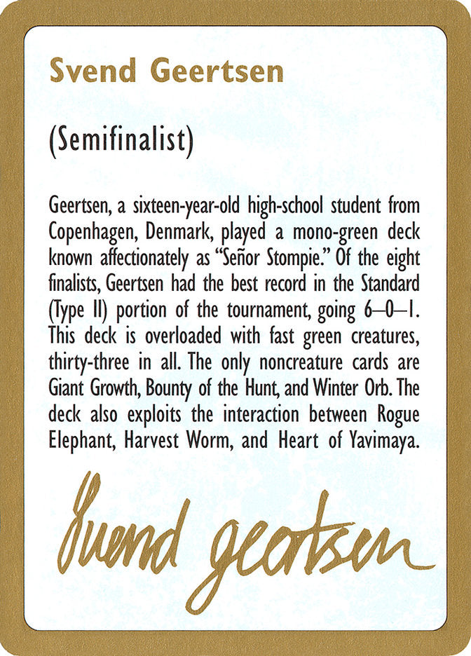 Svend Geertsen Bio [World Championship Decks 1997] | Spectrum Games