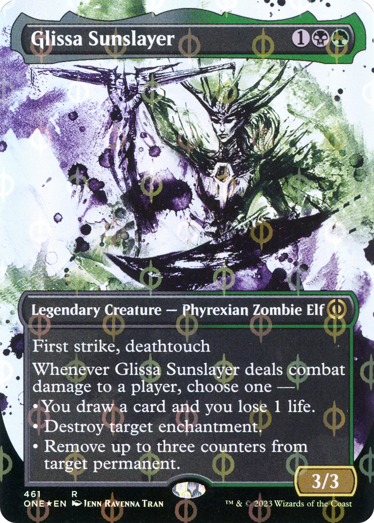 Glissa Sunslayer (Borderless Ichor Step-and-Compleat Foil) [Phyrexia: All Will Be One] | Spectrum Games