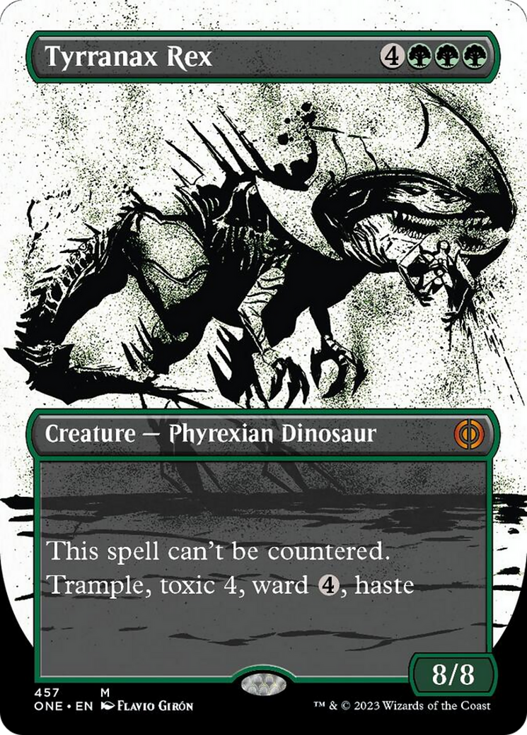 Tyrranax Rex (Borderless Ichor Step-and-Compleat Foil) [Phyrexia: All Will Be One] | Spectrum Games