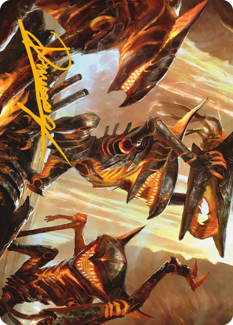 Gleeful Demolition Art Card (Gold-Stamped Signature) [Phyrexia: All Will Be One Art Series] | Spectrum Games