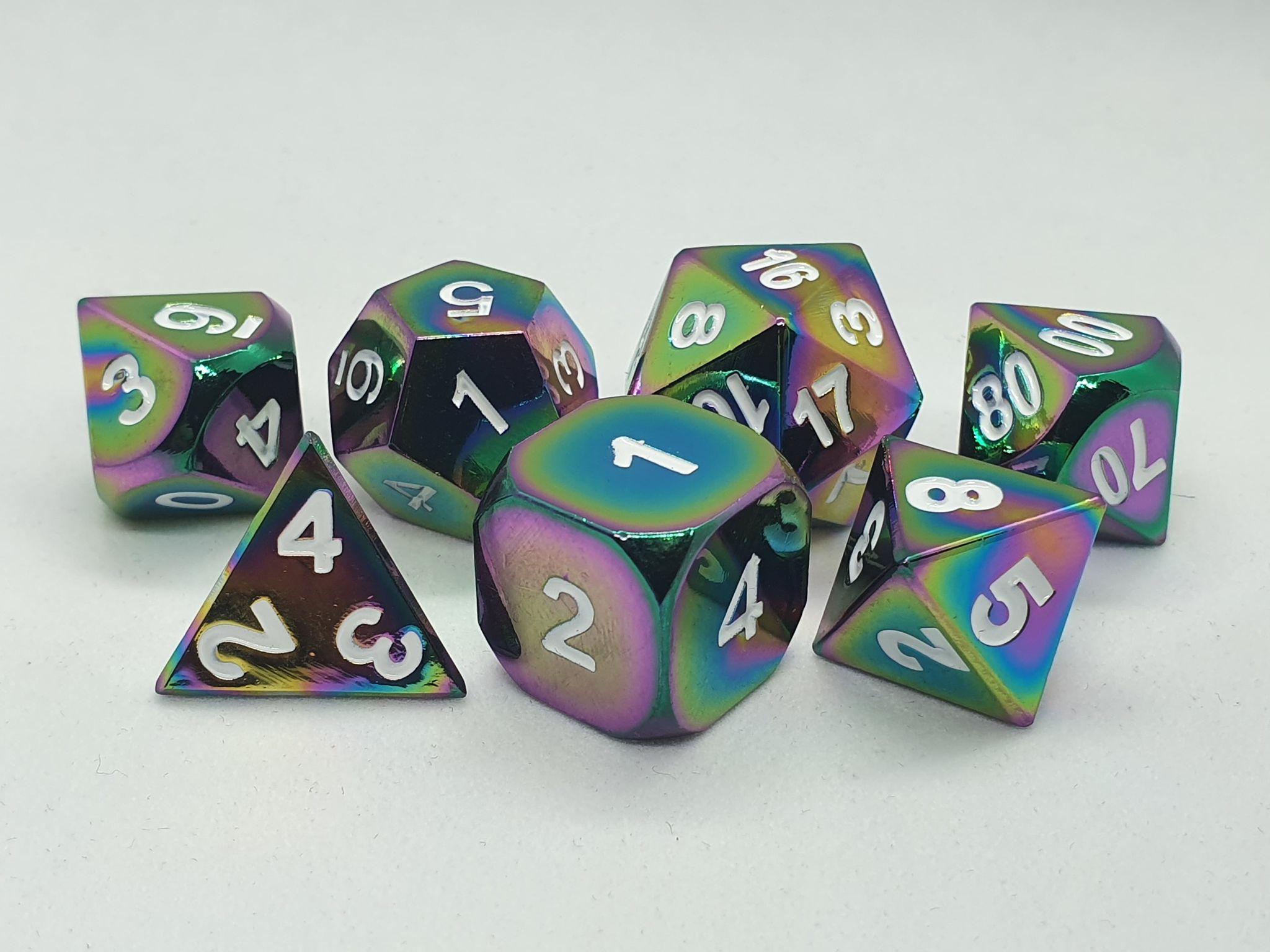 Premium Metal Dice Series - "Rainbow Flame" | Spectrum Games