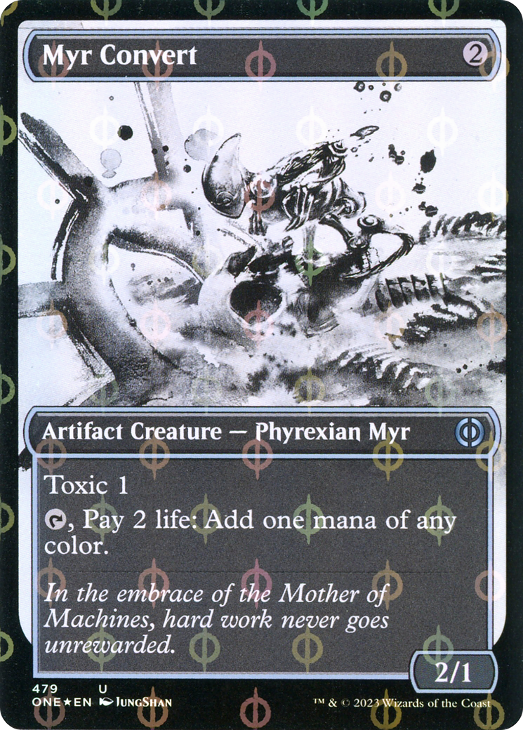 Myr Convert (Showcase Ichor Step-and-Compleat Foil) [Phyrexia: All Will Be One] | Spectrum Games