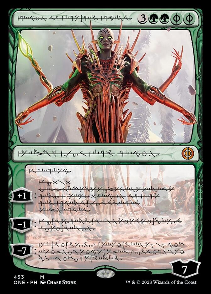 Nissa, Ascended Animist (Phyrexian Step-and-Compleat Foil) [Phyrexia: All Will Be One] | Spectrum Games