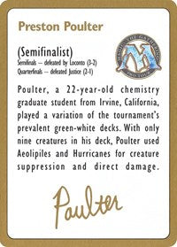 1996 Preston Poulter Biography Card [World Championship Decks] | Spectrum Games