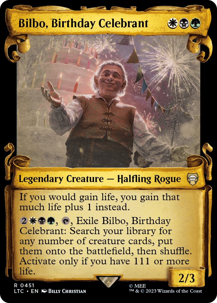 Bilbo, Birthday Celebrant [The Lord of the Rings: Tales of Middle-Earth Commander Showcase Scrolls] | Spectrum Games