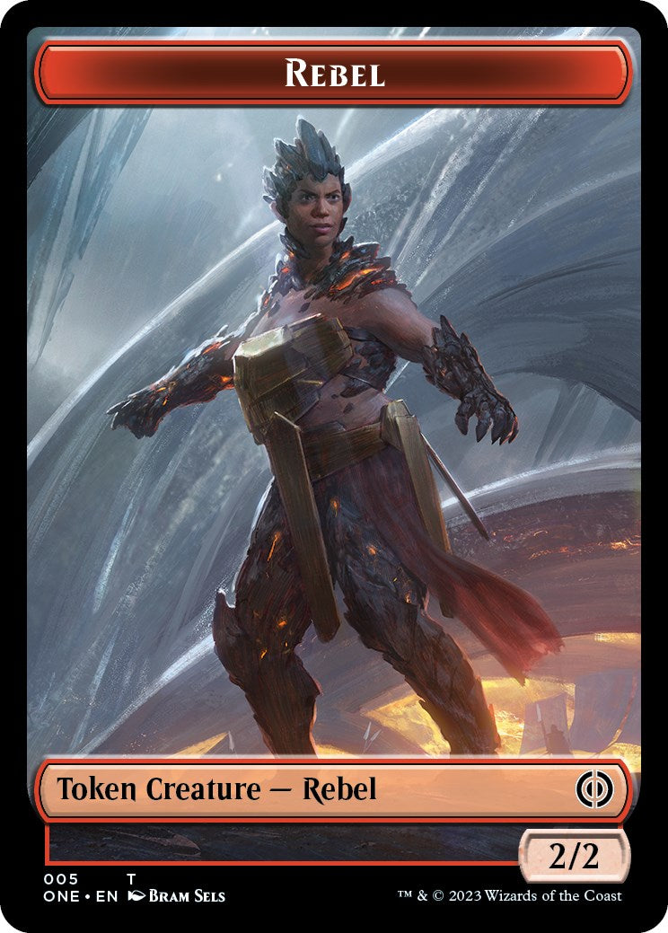 Rebel // Goblin Double-Sided Token [Phyrexia: All Will Be One Commander Tokens] | Spectrum Games