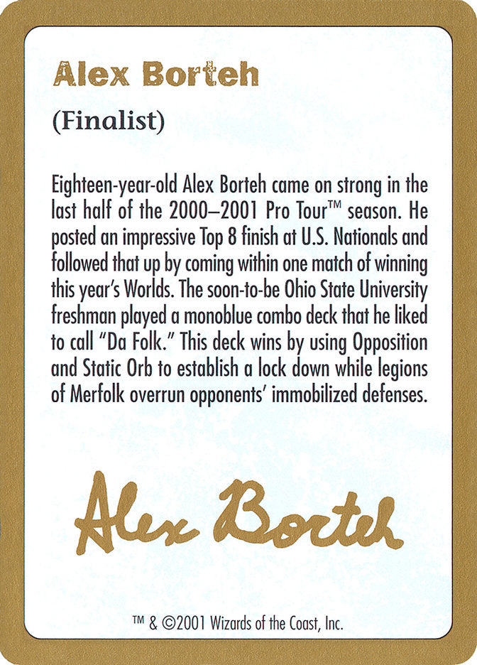 Alex Borteh Bio [World Championship Decks 2001] | Spectrum Games