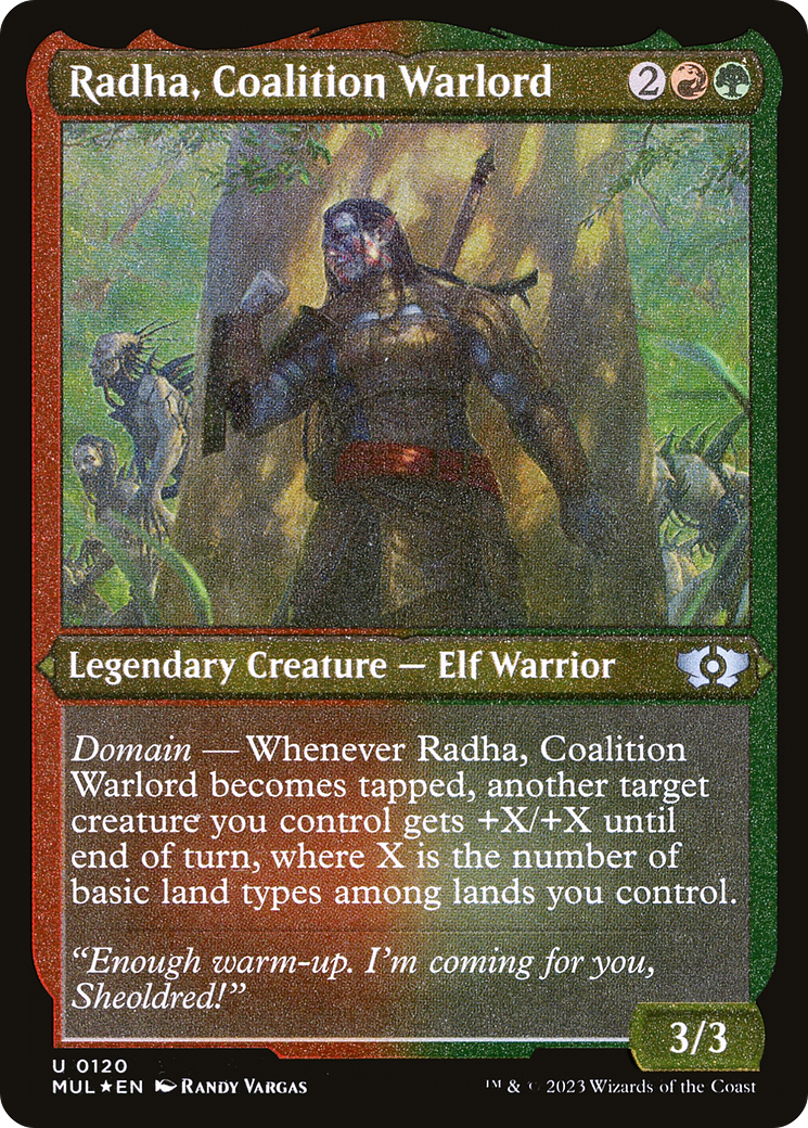 Radha, Coalition Warlord (Foil Etched) [Multiverse Legends] | Spectrum Games